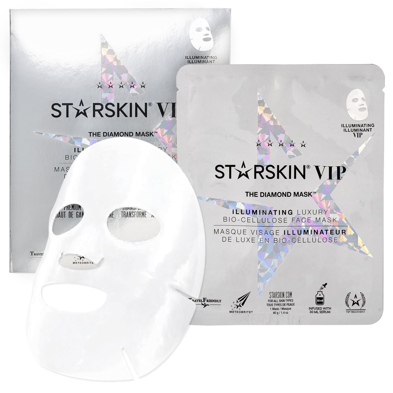 VIP THE DIAMOND MASK™  Illuminating Bio-Cellulose Face Mask